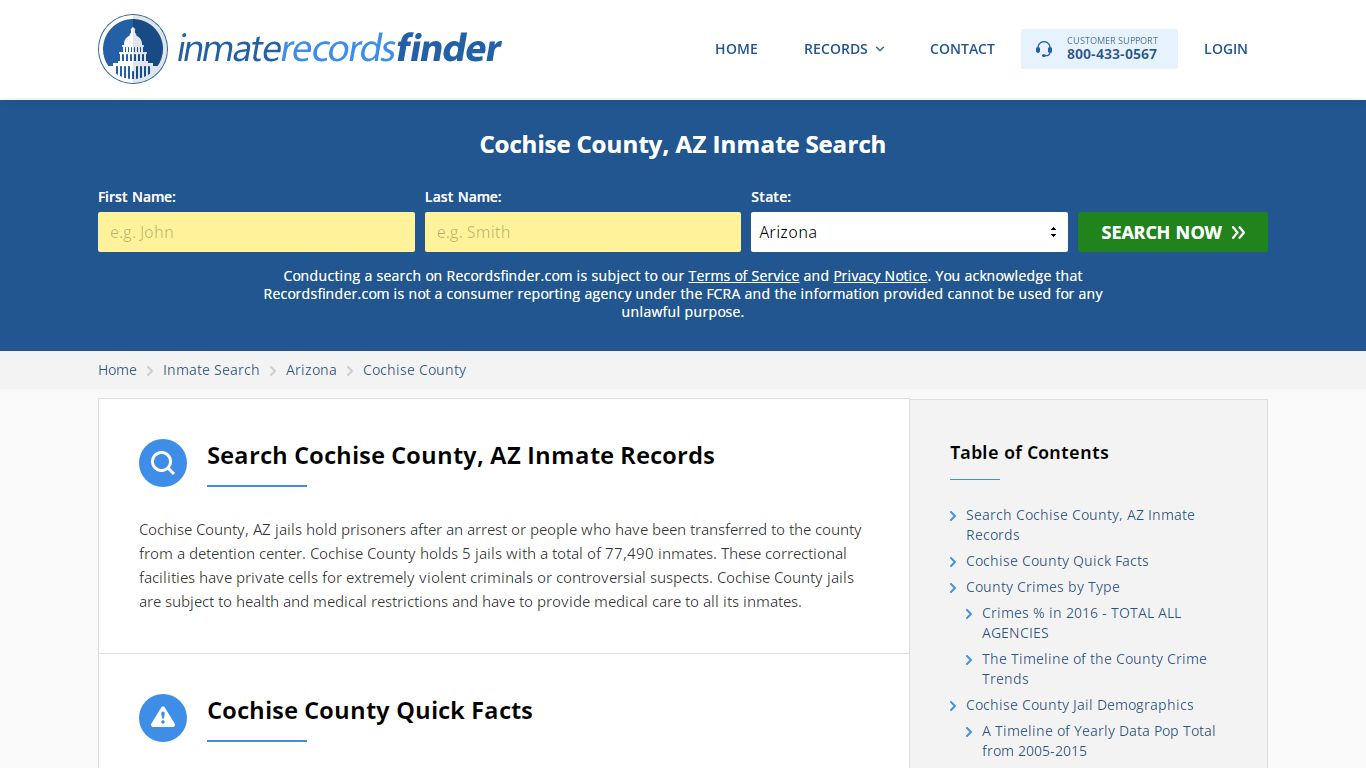 Cochise County, AZ Inmate Lookup & Jail Records Online