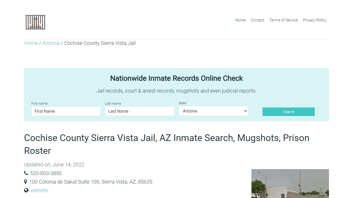 Cochise County Sierra Vista Jail, AZ Inmate Search ...